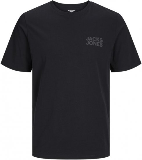 Jack & Jones CORP Logo T-Shirt Black w Small Black Print - Trička - Trička nadměrné velikosti - 2XL-14XL