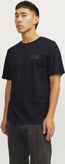 Jack & Jones CORP Logo T-Shirt Black w Small Black Print - Trička - Trička nadměrné velikosti - 2XL-14XL