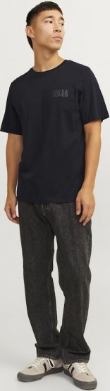 Jack & Jones CORP Logo T-Shirt Black w Small Black Print - Trička - Trička nadměrné velikosti - 2XL-14XL