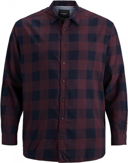 Jack & Jones Gingham L/S Shirt Dark Red - Košile - Košile 2XL-10XL