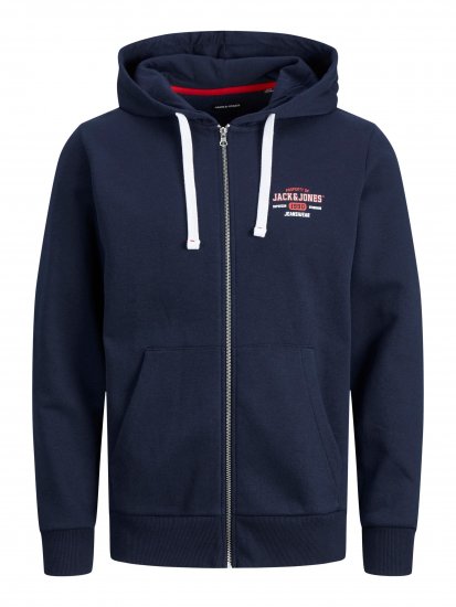 Jack & Jones JJSTAMP ZIP Hoodie Navy - Mikiny & mikiny s kapucí - Mikiny & Mikiny s kapucí 2XL-12XL