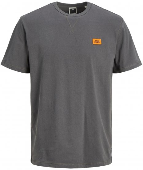 Jack & Jones JCOCLASSIC WAFFLE BADGE TEE Charcoal - Trička - Trička nadměrné velikosti - 2XL-14XL