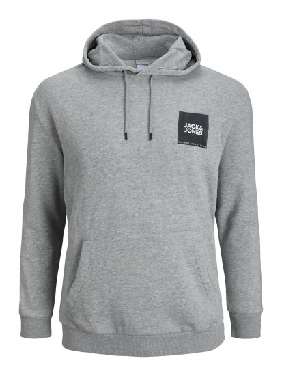 Jack & Jones JJLOCK SWEAT HOOD Grey - Mikiny & mikiny s kapucí - Mikiny & Mikiny s kapucí 2XL-12XL