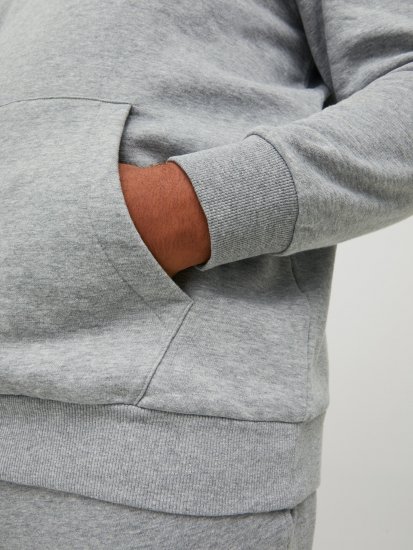 Jack & Jones JJLOCK SWEAT HOOD Grey - Mikiny & mikiny s kapucí - Mikiny & Mikiny s kapucí 2XL-12XL