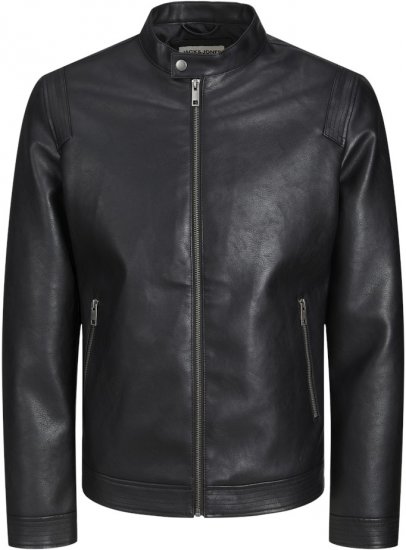 Jack & Jones Rocky Urban Rider Leather Jacket Black - Bundy - Bundy Nadměrné Velikosti - 2XL-8XL