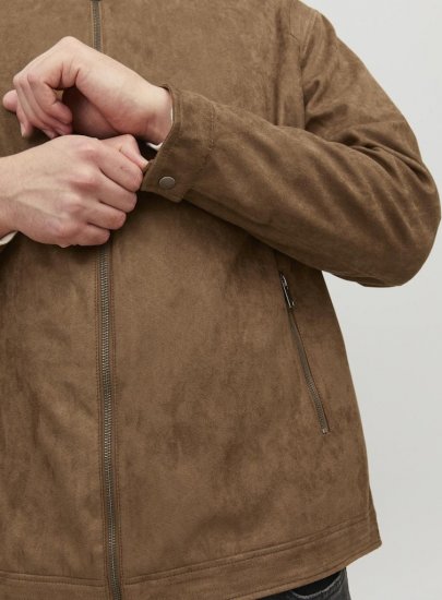 Jack & Jones Rocky Urban Rider Leather Jacket Brown - Bundy - Bundy Nadměrné Velikosti - 2XL-8XL