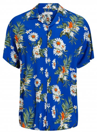 Jack & Jones JORLUKE FLORES Resort Shirt Nautical Blue - Košile - Košile 2XL-10XL