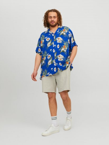 Jack & Jones JORLUKE FLORES Resort Shirt Nautical Blue - Košile - Košile 2XL-10XL