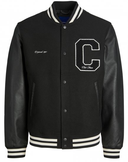 Jack & Jones JORCOLLEGE Bomber Jacket Black - Bundy - Bundy Nadměrné Velikosti - 2XL-8XL