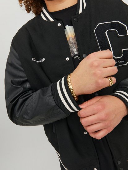 Jack & Jones JORCOLLEGE Bomber Jacket Black - Bundy - Bundy Nadměrné Velikosti - 2XL-8XL