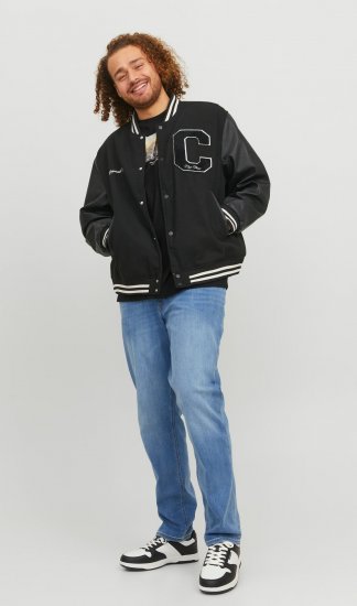 Jack & Jones JORCOLLEGE Bomber Jacket Black - Bundy - Bundy Nadměrné Velikosti - 2XL-8XL