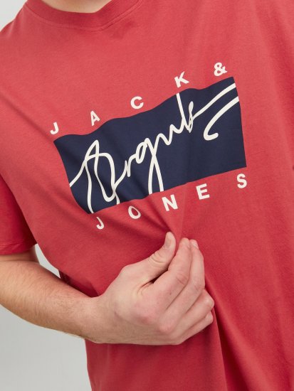 Jack & Jones JORJOSHUA T-shirt Red - Trička - Trička nadměrné velikosti - 2XL-14XL