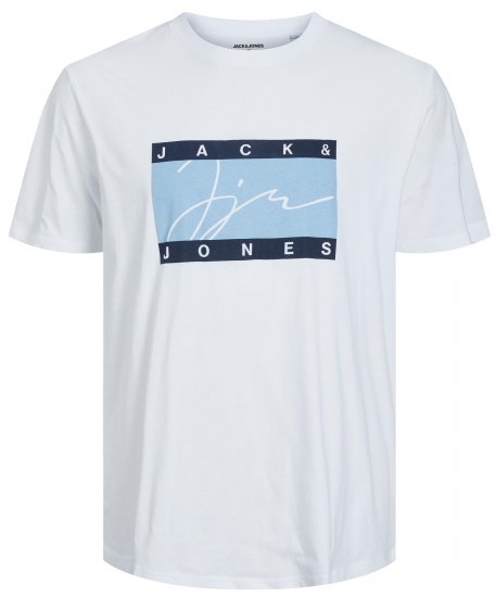 Jack & Jones JORJOSHUA T-shirt Bright White - Trička - Trička nadměrné velikosti - 2XL-14XL