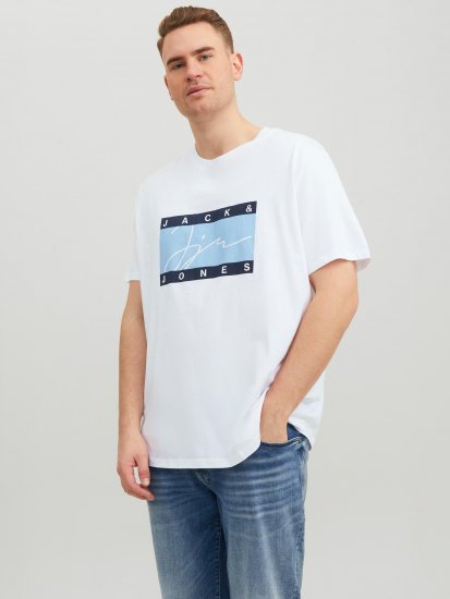 Jack & Jones JORJOSHUA T-shirt Bright White - Trička - Trička nadměrné velikosti - 2XL-14XL