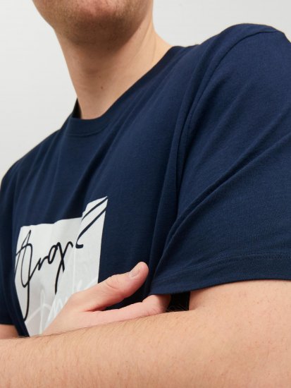 Jack & Jones JORJOSHUA T-shirt Navy - Trička - Trička nadměrné velikosti - 2XL-14XL