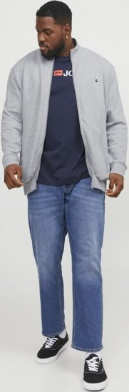 Jack & Jones PAULOS Turtleneck Zip Sweatshirt Light Grey Melange - Mikiny & mikiny s kapucí - Mikiny & Mikiny s kapucí 2XL-12XL