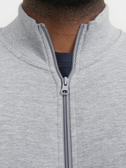 Jack & Jones PAULOS Turtleneck Zip Sweatshirt Light Grey Melange - Mikiny & mikiny s kapucí - Mikiny & Mikiny s kapucí 2XL-12XL