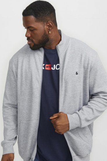 Jack & Jones PAULOS Turtleneck Zip Sweatshirt Light Grey Melange - Mikiny & mikiny s kapucí - Mikiny & Mikiny s kapucí 2XL-12XL