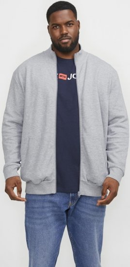 Jack & Jones PAULOS Turtleneck Zip Sweatshirt Light Grey Melange - Mikiny & mikiny s kapucí - Mikiny & Mikiny s kapucí 2XL-12XL