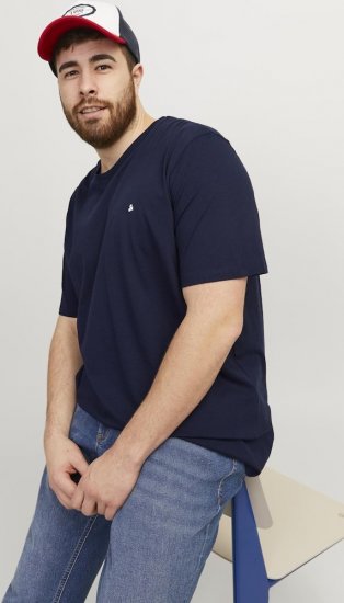 Jack & Jones PAULOS T-Shirt Navy Blazer - Trička - Trička nadměrné velikosti - 2XL-14XL