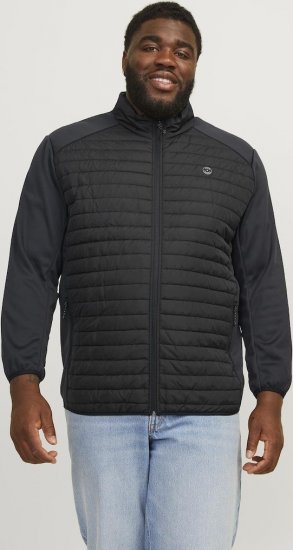 Jack & Jones MULTI SET-IN Sleeves Quilted Jacket With Collar Black - Bundy - Bundy Nadměrné Velikosti - 2XL-8XL