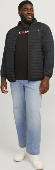 Jack & Jones MULTI SET-IN Sleeves Quilted Jacket With Collar Black - Bundy - Bundy Nadměrné Velikosti - 2XL-8XL