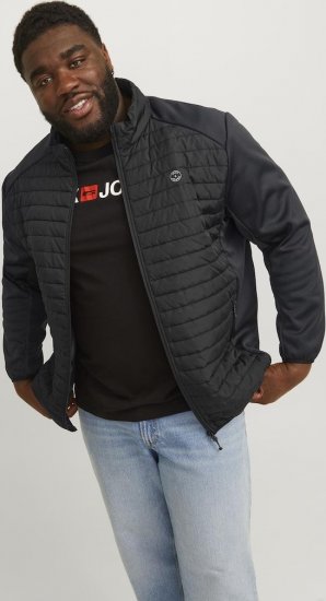 Jack & Jones MULTI SET-IN Sleeves Quilted Jacket With Collar Black - Bundy - Bundy Nadměrné Velikosti - 2XL-8XL