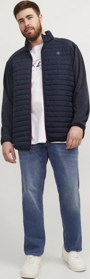 Jack & Jones MULTI SET-IN Sleeves Quilted Jacket With Collar Navy Blazer - Bundy - Bundy Nadměrné Velikosti - 2XL-8XL
