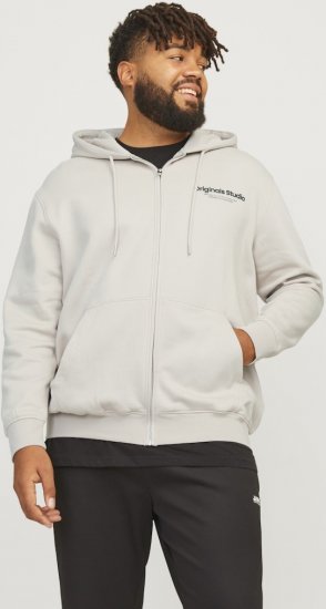 Jack & Jones ESTERBRO Zip Hoodie Light Grey - Mikiny & mikiny s kapucí - Mikiny & Mikiny s kapucí 2XL-12XL
