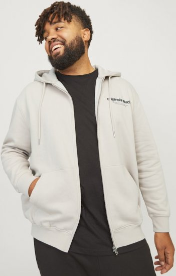 Jack & Jones ESTERBRO Zip Hoodie Light Grey - Mikiny & mikiny s kapucí - Mikiny & Mikiny s kapucí 2XL-12XL