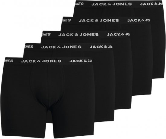 Jack & Jones HUEY Trunks 5-Pack Black - Spodní prádlo - Spodní Prádlo Nadměrné Velikosti 2XL-8XL