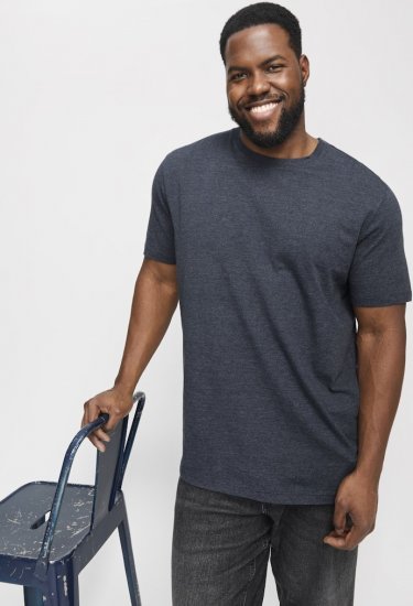 Jack & Jones ORGANIC T-Shirt Navy Blazer/Melange - Trička - Trička nadměrné velikosti - 2XL-14XL
