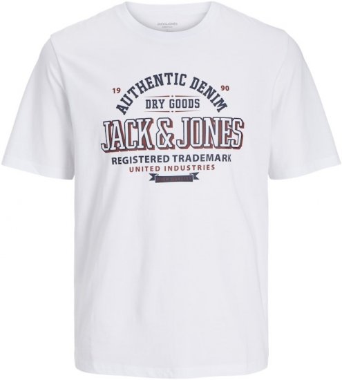 Jack & Jones JJELOGO O-Neck T-Shirt White - Trička - Trička nadměrné velikosti - 2XL-14XL