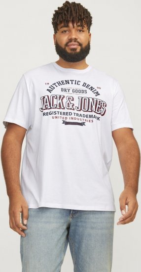 Jack & Jones JJELOGO O-Neck T-Shirt White - Trička - Trička nadměrné velikosti - 2XL-14XL