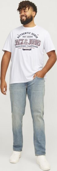 Jack & Jones JJELOGO O-Neck T-Shirt White - Trička - Trička nadměrné velikosti - 2XL-14XL