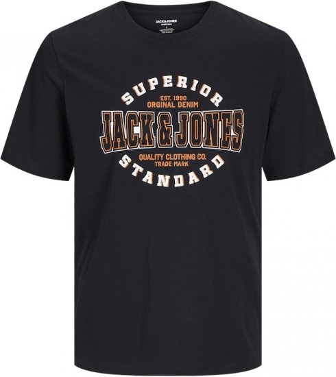 Jack & Jones LOGO O-Neck T-Shirt Black - Trička - Trička nadměrné velikosti - 2XL-14XL