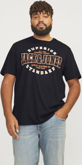 Jack & Jones LOGO O-Neck T-Shirt Black - Trička - Trička nadměrné velikosti - 2XL-14XL