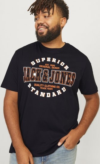 Jack & Jones LOGO O-Neck T-Shirt Black - Trička - Trička nadměrné velikosti - 2XL-14XL