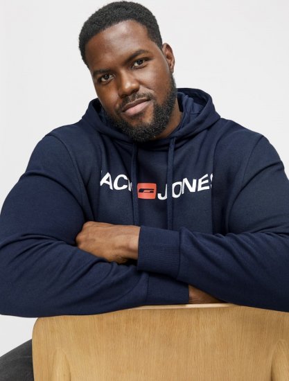 Jack & Jones CORP OLD LOGO REG FIT Hoodie Navy Blazer - Mikiny & mikiny s kapucí - Mikiny & Mikiny s kapucí 2XL-12XL