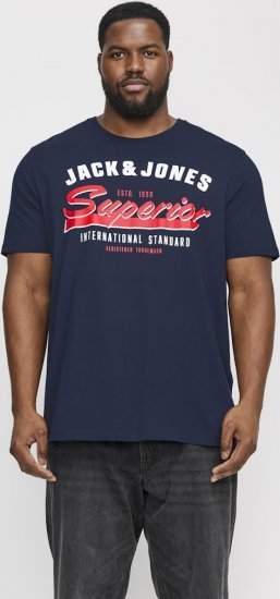 Jack & Jones LOGO O-Neck T-Shirt Dark Blue - Trička - Trička nadměrné velikosti - 2XL-14XL