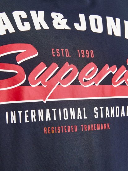 Jack & Jones LOGO O-Neck T-Shirt Dark Blue - Trička - Trička nadměrné velikosti - 2XL-14XL