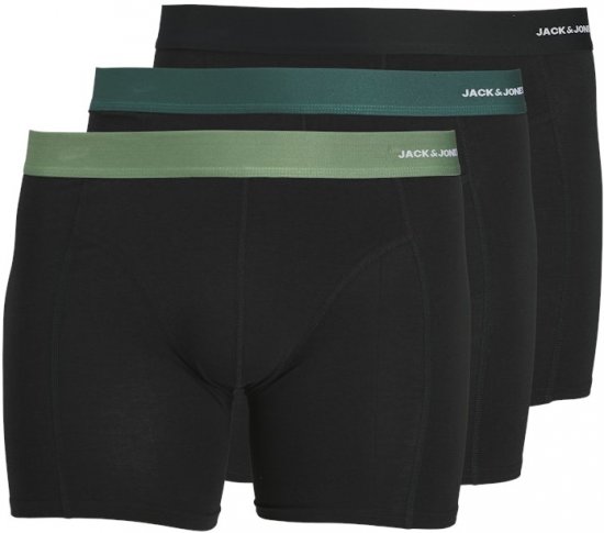 Jack & Jones Nick Bamboo Trunks 3-Pack Green/Black - Spodní prádlo - Spodní Prádlo Nadměrné Velikosti 2XL-8XL