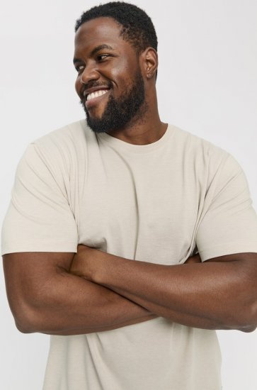 Jack & Jones ORGANIC T-Shirt Grey/Melange - Trička - Trička nadměrné velikosti - 2XL-14XL