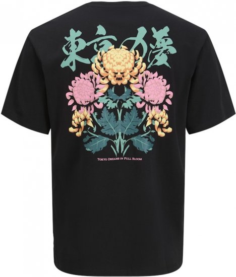 Jack & Jones Dreams Front & Back Print Crew Neck T-Shirt Black - Trička - Trička nadměrné velikosti - 2XL-14XL