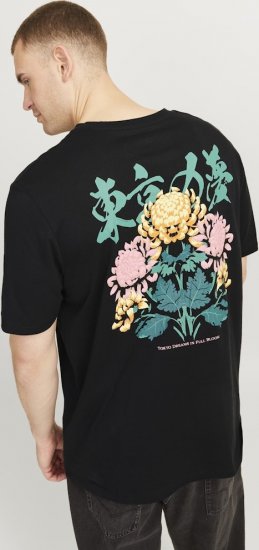 Jack & Jones Dreams Front & Back Print Crew Neck T-Shirt Black - Trička - Trička nadměrné velikosti - 2XL-14XL