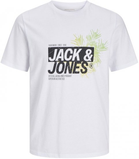  Jack & Jones Jaxon Crew Neck T-Shirt White - Trička - Trička nadměrné velikosti - 2XL-14XL