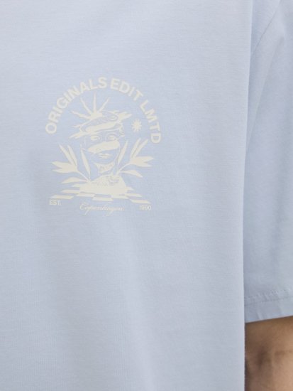 Jack & Jones Bellagio Collage Crew Neck T-Shirt Skyway - Trička - Trička nadměrné velikosti - 2XL-14XL