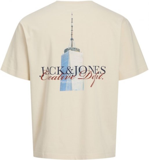 Jack & Jones Boston Photo Crew Neck T-Shirt Antique White - Trička - Trička nadměrné velikosti - 2XL-14XL