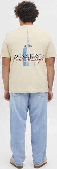 Jack & Jones Boston Photo Crew Neck T-Shirt Antique White - Trička - Trička nadměrné velikosti - 2XL-14XL