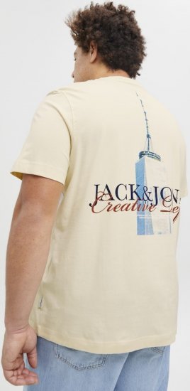 Jack & Jones Boston Photo Crew Neck T-Shirt Antique White - Trička - Trička nadměrné velikosti - 2XL-14XL